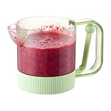 Eierschläger Becher – Pressfunktion | Mixbecher – Semi-Automatic Egg Whisk Cup – Praktischer Küchenhelfer für Effizientes Rühren Mixen Backen Restaurant Blau Transparent Design