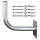 ARLI Sat Wandhalter 25 cm Wandhalterung + 4er Schrauben und Dübelset Stahl verzinkt sandgestrahlt rostfrei Satellitenschüssel Wand Halter Antenne Schüssel Wand Halter Schraube Dübel Set