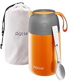 Autsel Thermobehälter für Essen 700 ml, Edelstahl Warmhaltebehälter Thermobecher, Thermo Essensbehälter mit Löffel und tragbaren Isolierbeutel