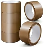 Stick Well Packband, Industrielles braunes Verpackungsbänder, 6 Rollen, Geräuscharm – 48 mm x 66 m, Sicheres braunes Klebeband für Umzugskartons, Starkes Packband für den Umzug (6 Rollen)