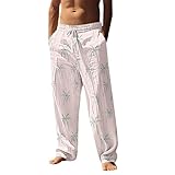 Leinen Hose Herren Karneval Hose Bunt Graffiti Leinenhose Leinen Freizeithose Loungehose Schlafanzughose Freizeithose Yogahose Weites Bein Hose Urlaubshose MäNner Hosen Lang Linen Plain