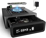 Biometrischer Waffentresor für Handfeuerwaffen, Nachttisch, Smart Safes Box mit kabellosem Laden für Telefon und Uhr, 3-Wege-Schnellzugriff für Fingerabdruckpistolen, automatische Pop-Up-Schublade