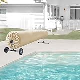 Solar-Abdeckplane mit Poolrolle, Schutzhülle für Schwimmbäder, wasserdicht, Oxford-Tuch, Schutz vor UV-Strahlen, Staub, Schnee, Frost (4,8 m)