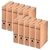 Leitz Premium Archiv-Schachtel mit Verschlusslasche, 70 mm Rückenbreite, Aktenkarton A4, Aufbewahrungsboxen mit Deckel, 100 % recycelbare Lagerbox, Faltbare Kartonverpackung, 10 Stück, Braun, 60840000