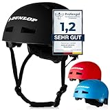 DUNLOP SPORTS Fahrradhelm Kinder Jugendliche Erwachsene - Test Sehr Gut - Leichter robuster Urban Allrounder Helm, 14 Fach belüftet, Schnellverschluss, Auto Kopfanpassung (Schwarz, M (54-58cm))