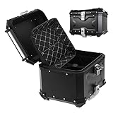 Motorcycle Top Case for Two Helmets, Aluminium Scooter Case with Backrest, 45L to 100L Capacity, Includes Install Plate, Perfect for Moped and Quad