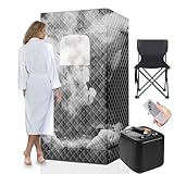 Mobile Sauna, 3L Dampfsauna für Zuhause, Mobile Sauna Outdoor, Mini Sauna für Zuhause, Sauna Zubehör mit 1000W & 3L Dampferzeuger, Saunastuhl, Fernbedienung, Sauna Fächer 180 X 80 X 80cm