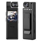 Aofesel 64 GB Körperkamera mit Audio und 1,3-Zoll-IPS-Display - Nachtsicht 1080P Polizei (1200 mAh) mit 180° drehbarem Objektiv und Clip