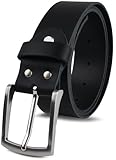 FOMAX Herren Ledergürtel aus Büffelleder, Gürtel Handgemacht, MADE IN GERMANY, für Männer Jeans Anzug, 38mm breit, Länge kürzbar, Echtleder schwarz (Bundweite 95cm)