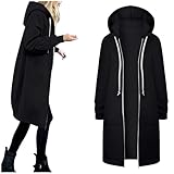 Generisch Sweatjacke Damen Zip Lang Kapuzenjacke Warm Fleecejacke mit Kapuze Langarm Hoodie Casual Lockere Kapuzenpullover mit Taschen Jacke Drawstring Winterjacke Modisch Streetwear