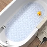 HITSLAM Oval Badewannenmatte rutschfest, 68 x 38 cm Antirutschmatte für Badewanne, Maschinenwaschbar Duschmatte rutschfest mit Saugnäpfen, BPA frei Badematte Schimmelresistent, Transparent