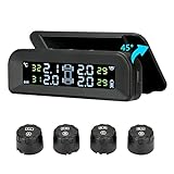 Jansite TPMS Solar-Reifendruckkontrollsystem 22-87 psi, Befestigung an Windschutzscheibe, mit 4 externen Sensoren, Auto-Reifen, kabellos, Echtzeit-Alarmsystem