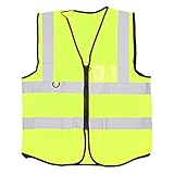 Sicherheitsreflektierende Weste hohe Sichtweite wasserdicht Mehrere Taschen Reißverschluss vorne Arbeitsweste für Bauverkehrskontrolle Sicherheit Outdoor Arbeit Polyester Faser (Grün)