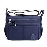 FANDARE Casual Schultertasche Damen Leichte Umhängetasche Wasserdicht Nylon für Sporttasche Arbeitstasche Reise Freizeit Crossbody Bag Blau