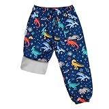 Jan & Jul Jungen wasserdichte Schneehose, atmungsaktive Regenhose mit Fleecefutter für Kinder (Space Dinos, Größe 5T)