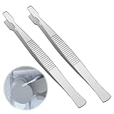 2 Stück Briefmarken Pinzette Set, Edelstahl Tweezers für Stamps, Stamp Collecting Supplies, Tragbare Pinzetten für Philatelie, Pinzette Basteln, Flach Spitze für Präzision, Pinzetten Set Medizinisch