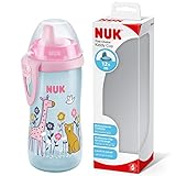 NUK First Choice Kiddy Cup Trinklernbecher | 12+ Monate | auslaufsichere | beißresistenter Trinkschnabel | Clip & Schutzkappe | 300 ml | BPA-frei | Giraffe (pink), 10255669, Polypropylen (PP)