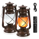Shinmax Laternen für Draußen 2 Stück Retro Gartenlampen für Draußen Vintage Flammeneffekt Hängend USB Led Laterne Outdoor Wetterfest Outdoor Lampe mit Fernbedienung