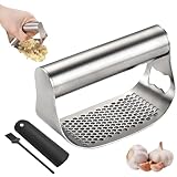 Knoblauchwippe aus Edelstahl, Knoblauchpresse, vielseitiger 2-in-1-Knoblauchzerkleinerer | Knoblauchpresse aus Metall mit ergonomischem Griff für Knoblauch und Ingwer