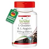 Fairvital | L-Ornithin & L-Arginin 350mg/350mg - 90 Tabletten - HOCHDOSIERT - VEGAN - Aminosäuren