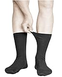 vitsocks Herren lockere Socken ohne Gummibund 98% Baumwolle (3x PACK) Weich, kein Druck, Schwarz, 44-46