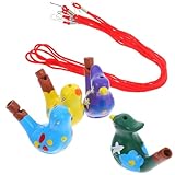 FESTFENDS 4 Stück Bunte Keramische Vogelpfeifen Wasserspielzeug Partyzubehör Realistische Cartoon Vogelrufe Sicher Robust für Bad und Poolspaß