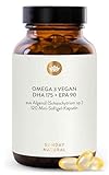 SUNDAY NATURAL® Omega 3 Vegan - 120 Softgel Kapseln - 1.000 mg Algenöl pro Tagesdosis: 350 mg DHA und 180 mg EPA - Leicht schluckbare Omega 3 Kapseln hochdosiert - Laborgeprüft