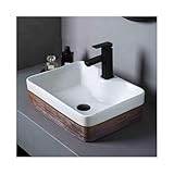 YHxFlux Waschbecken Bad Rechteckiges gestreiftes Aufsatzwaschbecken Balkon Retro Keramik Handwaschbecken Waschbecken Waschtisch Aufsatzbecken