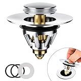 Magichome Waschbeckenstöpsel, Pop-up Abflussstopfen Waschbecken, Edestahl Stöpsel für 34–45mm Abflusslöcher, Anti-Verstopfung Waschbeckenstöpsel mit Abflusssieb,Stöpsel für Spülbecken,1 Pack
