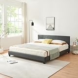 Corium Modernes Kunstlederbett dunkelgrau 180x200cm