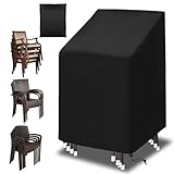 Schutzhülle Gartenmöbel 420D, Oxford Abdeckhaube Gartenmöbel für Stapelstühle Gartenstühle Winterfest Abdeckhaube Gartenstuhl Stuhlüberzug UV-Beständig Abdeckhülle für Gartenmöbel, 65x65x75/120 cm