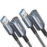 NIMASO USB Verlängerung Kabel 2 Stück 2M, USB 3.0 Verlängerungskabel A Stecker auf A Buchse mit Nylon Stoffmantel，5Gbps ultraschnelle Übertragung für Kartenlesegerät,Tastatur, Drucker, Scanner, Kamera