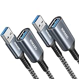 NIMASO Verlängerung Kabel 2 Stück 2M, USB 3.0 Verlängerungskabel A Stecker auf A Buchse mit Nylon Stoffmantel，5Gbps ultraschnelle Übertragung für Kartenlesegerät,Tastatur, Drucker, Scanner, Kamera