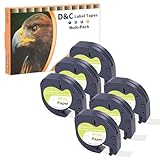 D&C 6x 91220 Etikettenband für Dymo LetraTag 12mm x 4m，Schwarzer Druck auf weißem Etikettierpapier kompatibel Etikettiergerät für Dymo Letratag LT-100T, 200B, LT-100H, XR, XM