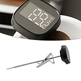 FUANA Digitales Thermometer für Kaffeekanne, Milch, Aufschäumen, Krug, Kochen, Grillen, Camping, Edelstahl mit Schnelllese-Display, 15 x 4 cm, Schwarz Küche Kochgeschirr