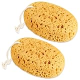 2 Stück Badeschwamm Naturschwamm mit Kordel 15,5 cm Peeling Schwämme Körperschwamm für Duschen & Baden Wabenschwamm Natürlicher Viel Schaum Duschzubehör (B)
