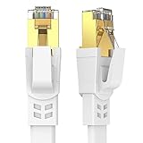 Qiuean Ethernet-Kabel, Cat8, Hochgeschwindigkeitskabel, für den Innen- und Außenbereich, Cat8-LAN-Netzwerkkabel, 40 Gbit/s, 2000 MHz mit vergoldetem RJ45-Stecker, wetterfest, S/FTP, UV-beständig, für