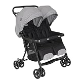 Graco DuoRider™ Doppel-Kinderwagen, Geschwisterwagen, ab Geburt bis ca. 3 Jahre (15 kg), leicht, schnell zusammenklappbar, freistehend, großer Staukorb, inkl. Regenverdeck, grau, Steeple Gray