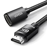 UGREEN HDMI 2.1 Verlängerungskabel 10K 8K 60Hz 4K 120Hz 144Hz HDMI Verlängerung Stecker auf Buchse mit Ethernet 48Gbps UHD eARC Dynamic HDR 10+ HDCP 2.3 kompatibel mit TV Stick, HDTV, PS5/PS4(0.5M)