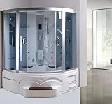 Dampfdusche & Whirlpool Los Angeles 150x150 cm – Wellness-Oase mit 9 Massagedüsen, Regenfalldusche, Aromatherapie, LED-Beleuchtung, Touchdisplay, Ozondesinfektion & hochwertigem Sanitäracryl