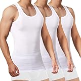 FALARY Sportunterhemden für Herren Unterhemd Herren Tank Top Herren Baumwolle Männer Tanktops Muskelshirts 3er Pack,(Weiß x3,L)