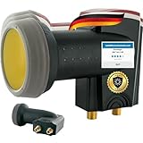 SCHWAIGER Twin LNB Sun Protect 2fach digital HD 4K für 2 Teilnehmer mit Wetterschutz F-Anschluss DVB-S DVB-S2 SAT Empfänger wetterfest für Satellitenschüssel SAT-Empfang anthrazit