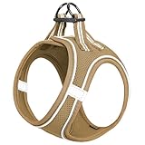 HEELE Hundegeschirr Einstellbare Anti Zug Geschirr Reflektierend Atmungsaktiv Geschirr Hunde Leichtes Brustgeschirr Kleine Hunde für Gehen Laufen Training, Reflektierend, Braun, M