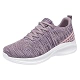 Orthopädische Damen-Sneaker, leger, gewebter Straßenlaufschuh, leicht, atmungsaktiv, Tennis, Walking, Fitnessstudio, Joggen, Turnschuhe, violett, 37 EU