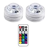 Doukesh Mini Unterwasser LED Licht mit Fernbedienung,Unterwasser Licht,LED Unterwasser Pool Licht,LED Poolbeleuchtung,RGB Multi Mehrfarbige Teichbeleuchtung,Wasserdichte Farbwechsel-Poollicht,2PC