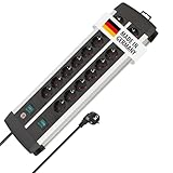 Brennenstuhl Premium-Alu-Line, Steckdosenleiste 16-Fach - Mehrfachsteckdose aus hochwertigem Aluminium (mit 2 Schaltern für je 8 Steckdosen und 3m Kabel, Made in Germany)