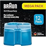 Braun 3-in-1 ShaverCare Reinigungskartuschen für Reinigungsstationen – ORIGINAL Kartuschen – Reinigt Rasierer 10x besser als Wasser, Scherkopfreiniger, Entfernt Haare und Hautpartikel – 12er Pack