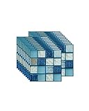 FBBULES 20PCS Fliesenaufkleber PVC, Fliesen Klebefolie Selbstklebend Hitzebeständig Wasserdicht Fliesensticker für Küche Fliesendekor Wandaufkleber Mosaikstil Blau (10 x 10 cm / 4 x 4 Zoll)