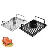 Homoyoyo Edelstahl Hähnchenbräter Grillrost Tragbar Leicht für Outdoor Camping Garten BBQ