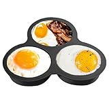 Luftfritteusen-Eierpfanne – Eierform mit 3 Mulden, Luftfritteuse, Muffinform – für kleine Kuchen, Hamburger, Kuchen, Mikrowelle, Sandwich, Patty